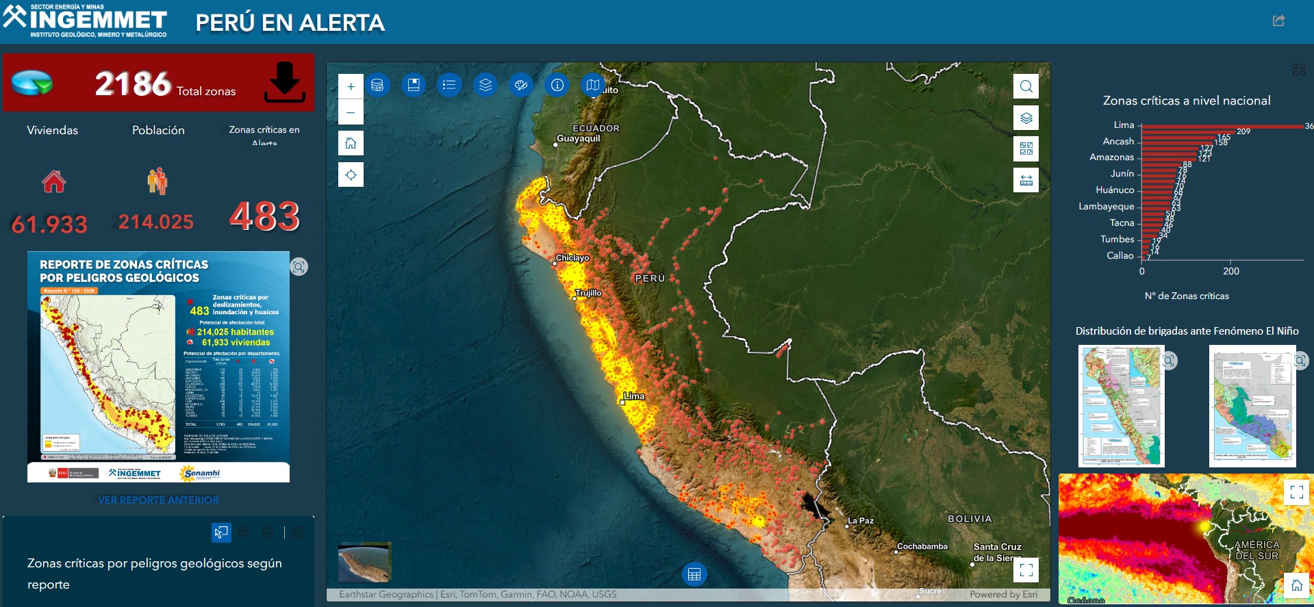 Plataforma Per� en Alerta de INGEMMET