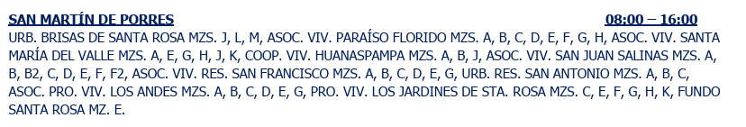 Programación de interrupción del servicio eléctrico.
