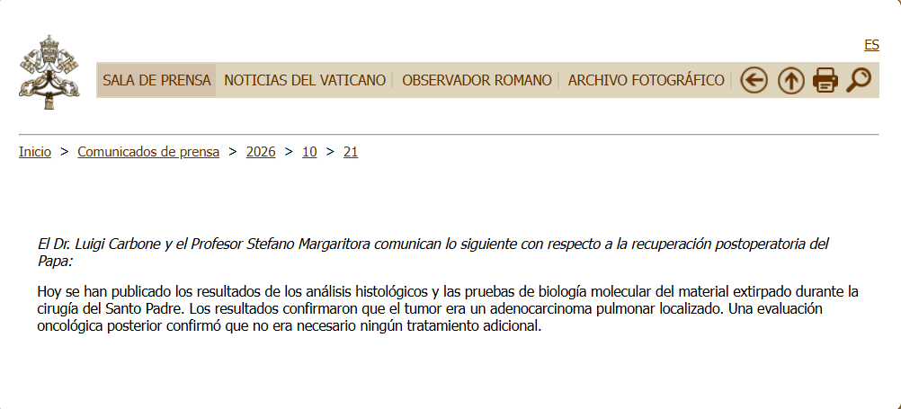 Comunicado de la Santa Sede.