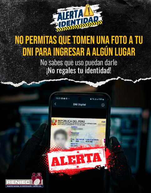 Advertencia del Reniec sobre uso del DNI.