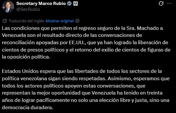 Pronunciamiento Marco Rubio.