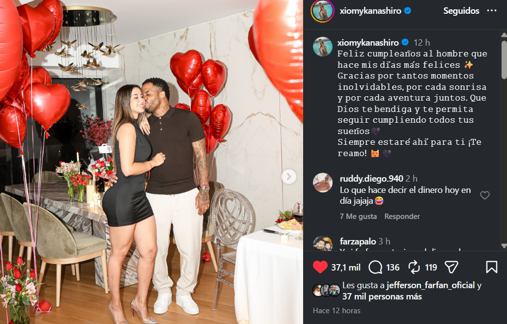 Xiomy celebra cumpleaños a Jefferson Farfán
