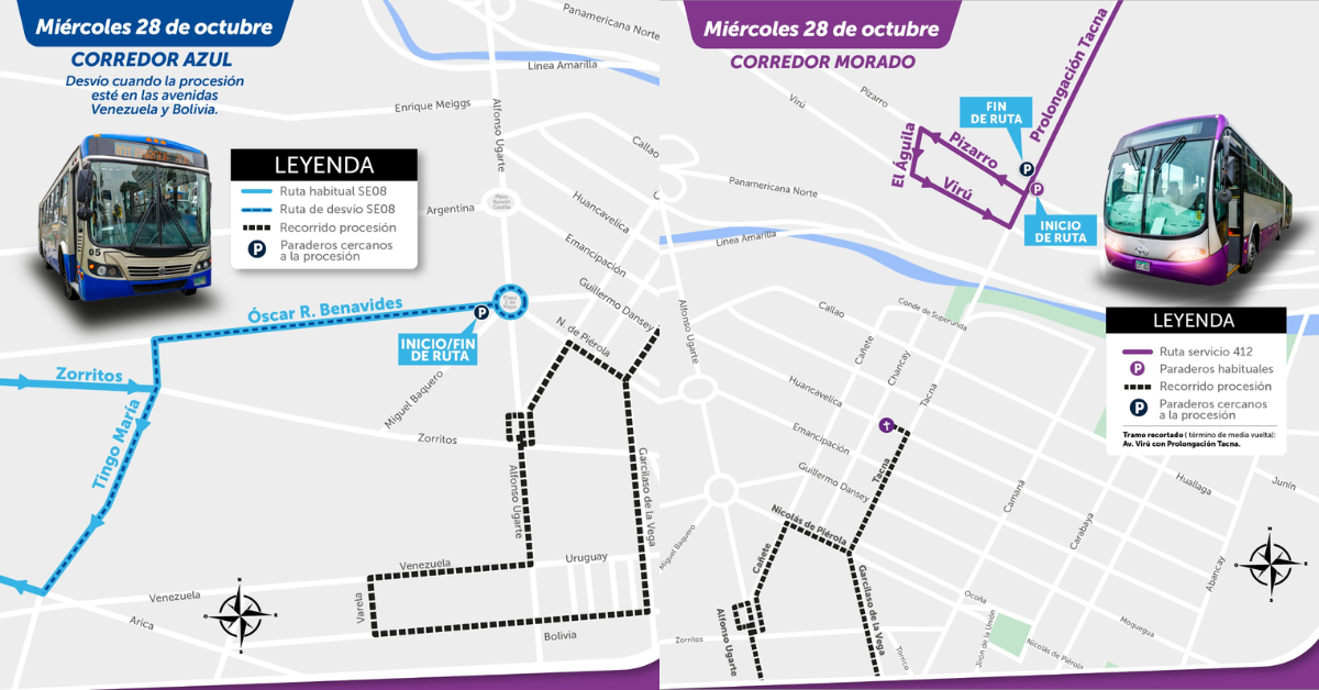Corredor azul y morado