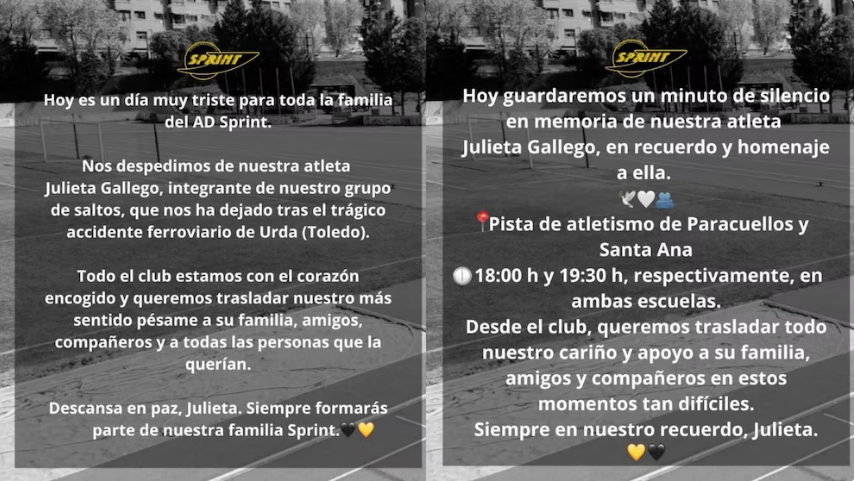 Comunicado de la Agrupaci�n Deportiva Sprint, donde pertenec�a Gallego