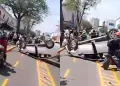 Cercado de Lima: autom�vil se accidenta y vuelca frente al Centro C�vico y genera congesti�n en la v�a p�blica