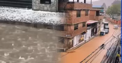 Intensas lluvias y granizada sorprende a ciudadanos en Cajamarca.