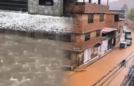 Intensas lluvias y granizada sorprende a ciudadanos en Cajamarca.