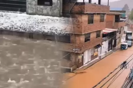 Intensas lluvias y granizada sorprende a ciudadanos en Cajamarca.