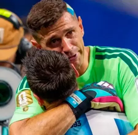 Un gesto antes del partido.
