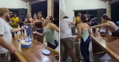 Molesta con su esposo por darle torta a otra mujer.