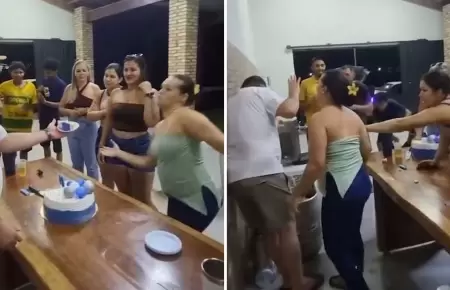 Molesta con su esposo por darle torta a otra mujer.