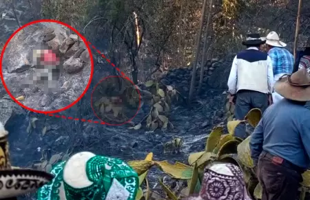 Pobladores encontraron cad�ver con graves quemaduras.