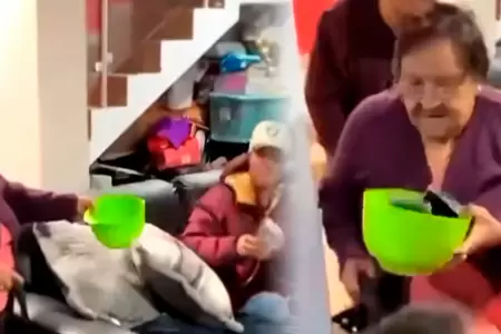 Abuela decomisa celulares a sus nietos en reuni�n familiar.