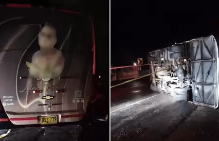 Bus de famoso cantante de m�sica popular se volc� y preocupa a fans