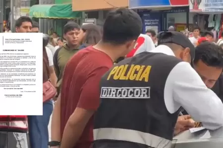 PNP se pronuncia por intervenci�n a seis polic�as en Lima Norte