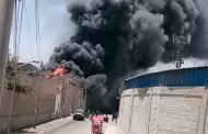 Lima norte: incendio de fuertes proporciones consume f�brica de pl�sticos en Puente Piedra