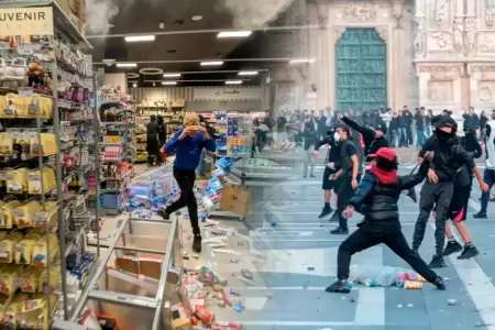 J�venes y migrantes anti-Meloni se enfrentaros a fuerzas del orden.