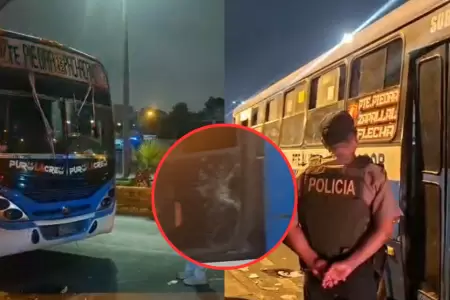 Extorsionadores atacan a balazos a bus de la E.T. Nuevo Per�