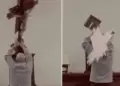 Cruz casi cae sobre sacerdote en iglesia de Colombia y record� caso de p�rroco que muri� en Ecuador