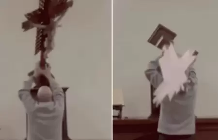 Cruz cae sobre sacerdote en iglesia de Colombia