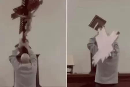 Cruz cae sobre sacerdote en iglesia de Colombia