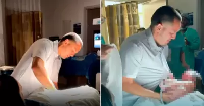 Padre recibi� a su beb� ante la ausencia del doctor.