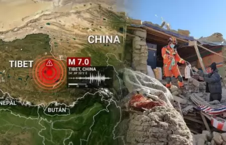 Sismo de gran magnitud sacude el T�bet.