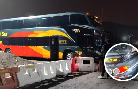 Atacan a balazos a bus de la empresa Cruz del Sur