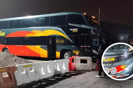 Atacan a balazos a bus de la empresa Cruz del Sur