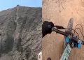 Haza�a en Ca�ete: deportistas descienden por primera vez en bicicleta el temido 'Tobog�n Macho' de Coayllo