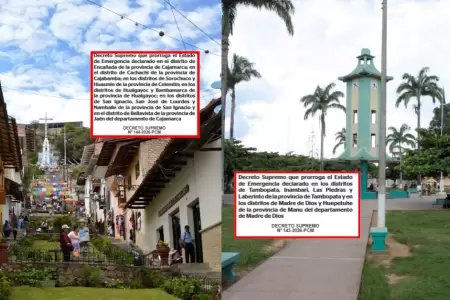 Regiones de Madre de Dios y Cajamarca seguir�n en emergencia por 60 d�as m�s