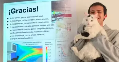 Joven dedica su tesis a su gato.