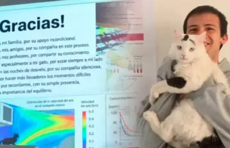 Joven dedica su tesis a su gato.