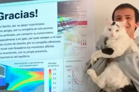 Joven dedica su tesis a su gato.
