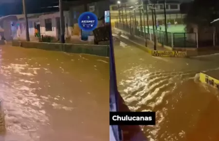 Lluvias intensas inundan calles de Chulucanas