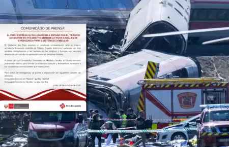 Canciller�a peruana expresa condolencias a Espa�a por accidente ferroviario