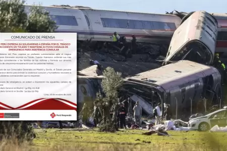 Canciller�a peruana expresa condolencias a Espa�a por accidente ferroviario