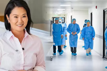 Comitiva de Keiko Fujimori visita Hospital Nacional.