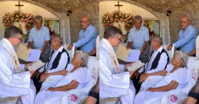 Pareja de adultos mayores se casan tras 80 a�os de relaci�n